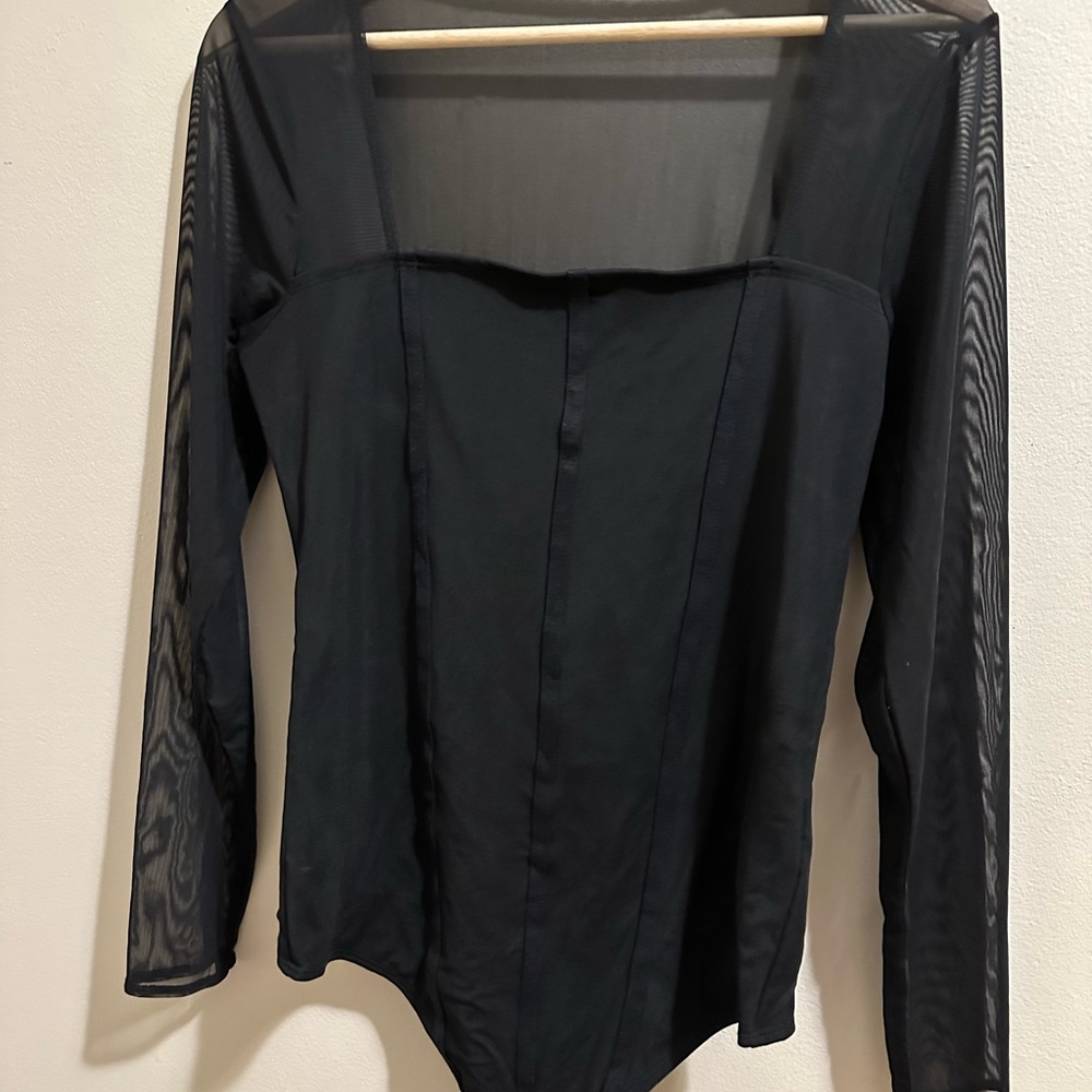 Mesh long sleeve body suit
